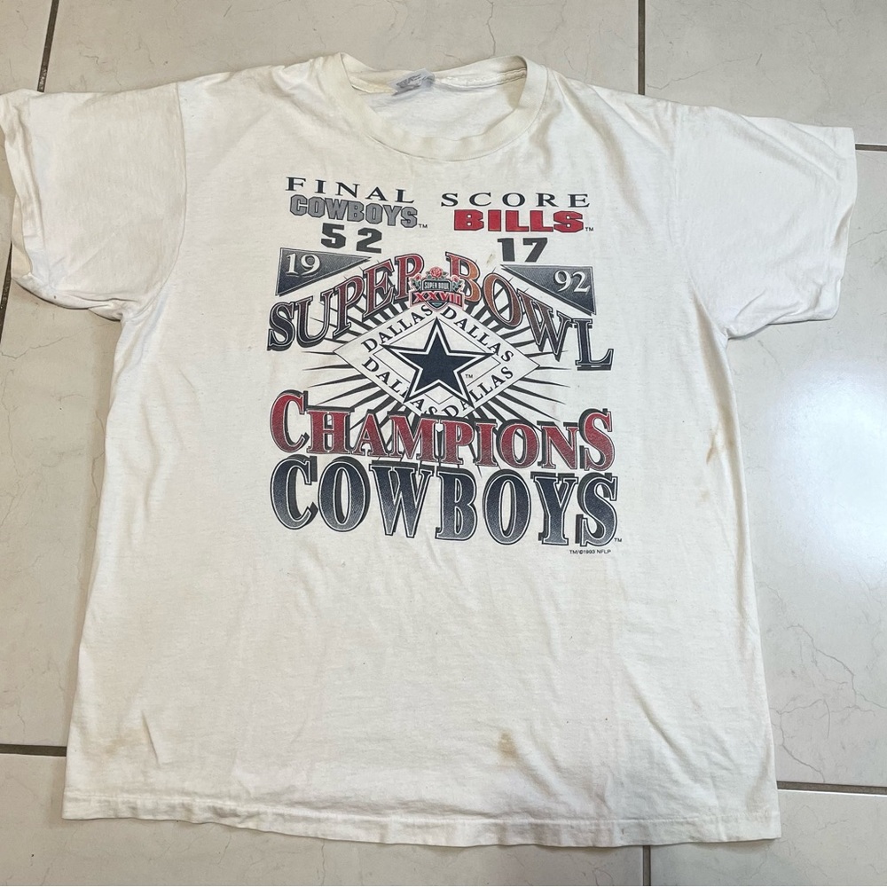 Dallas Cowboys Buffalo Bills Vintage 1992 Super Bowl XXVII Champions XL T Shirt